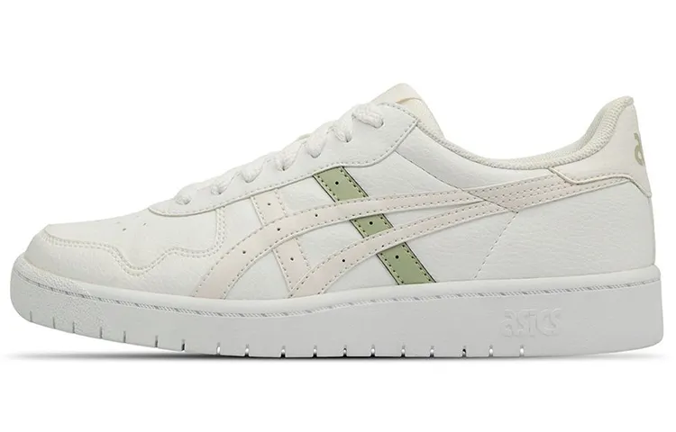 Asics JAPAN S Leather Low top Skateboard Shoes Women's Cloud White Green