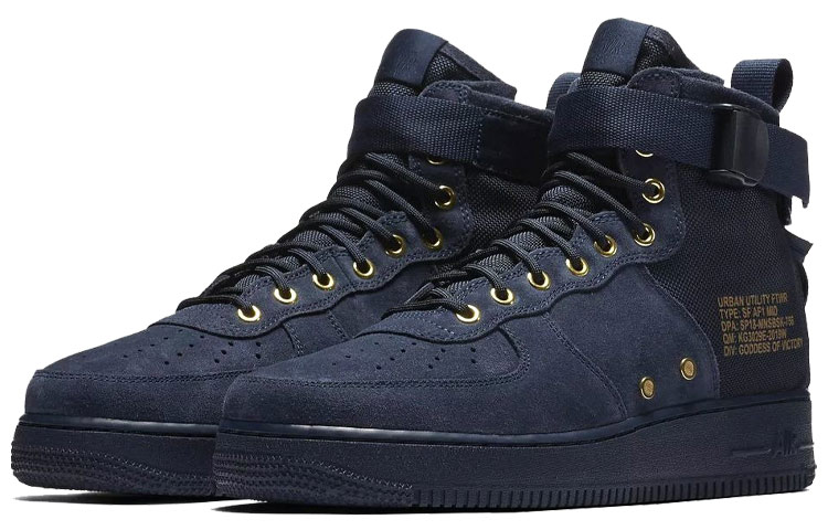 Кроссовки Nike Air Force 1 (синие) — 黑曜石色 — фото 3