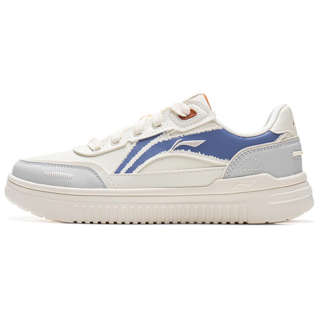 Li Ning Cyan Cloud Cushioning Abrasion Resistant Cushioning, Wear Resistant Low top Skateboard Shoes Women's White Blue