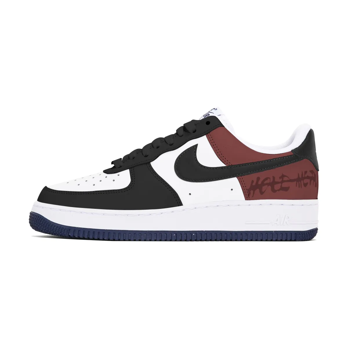 Nike Air Force 1 3 Times Laboratory Non slip Lightweight Low top Skateboard Shoes Men's Black White