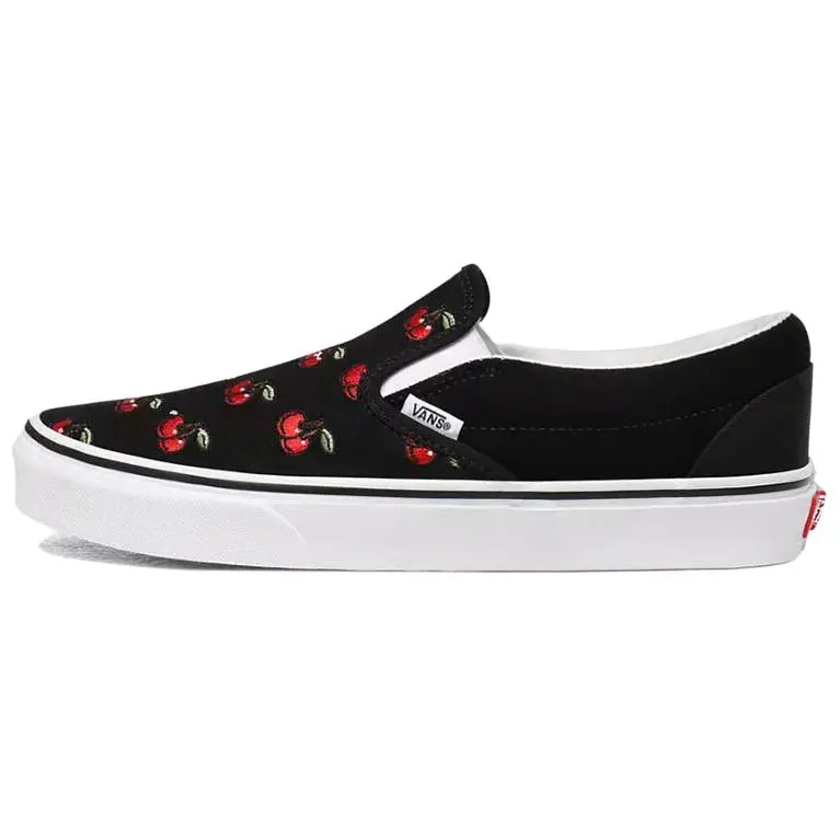 Vans CLASSIC SLIP on Lightweight Low top Skateboard Shoes Unisex Black Red