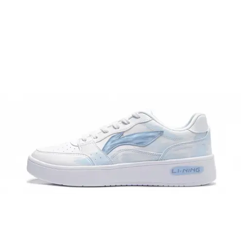 Li Ning Slip Resistant, Abrasion Resistant, Lightweight Low top Skateboard Shoes Men's White Blue