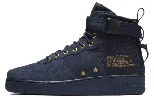 Nike Sf Air Force 1 Mid Obsidian Metallic Gold