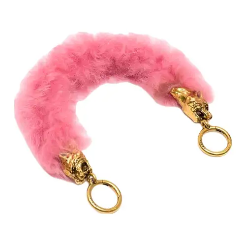 PRADA Metal With Fur Bag Strap Women's Pink