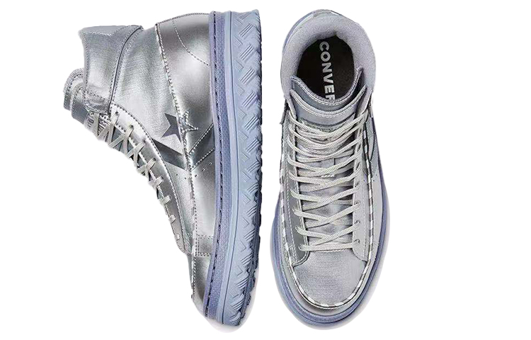 Кеды Converse Cons Pro Leather Metallic (серебряные) — фото 4