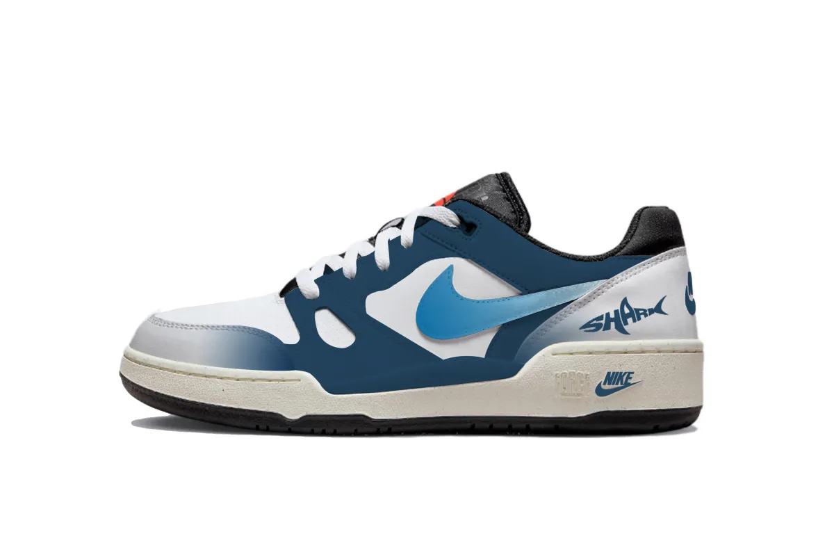 Nike Full Force Dark Blue Shark Cushioning, Wear Resistant Low top Skateboard Shoes Unisex Blue White