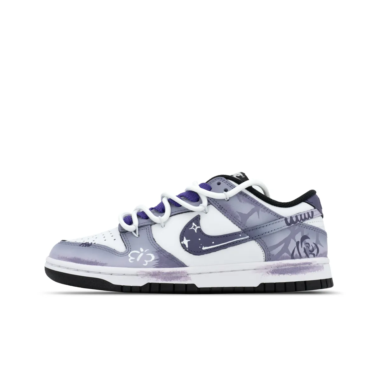 Nike Dunk Rose Purple Azure Leather Abrasion Resistant Low top Skateboard Shoes Unisex Gradient Purple