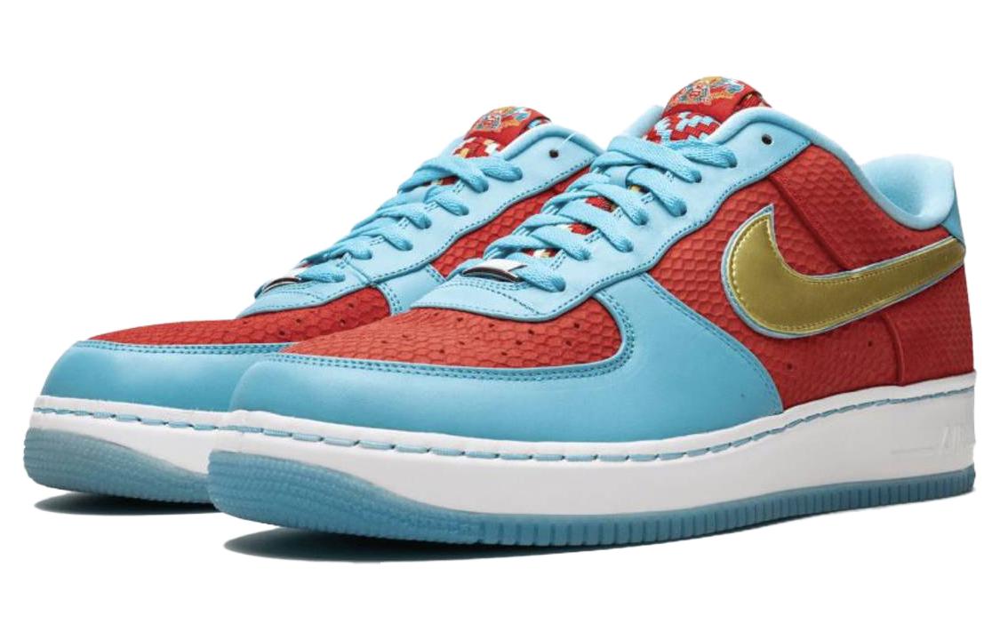 Мужские кроссовки Nike Air Force 1 Year of the Dragon 2 (сине-красно-золотые) — 运动红/金属黄金 — фото 3