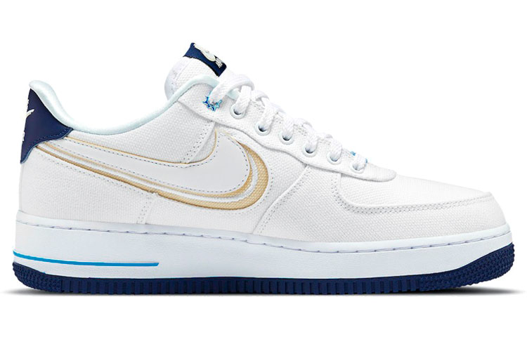 Кроссовки Nike Air Force 1 "White Canvas" (белый / синий) — фото 2