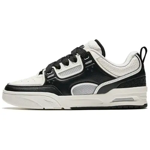 Anta Slip Resistant Lightweight Height Increasing Low top Skateboard Shoes Women's Black White