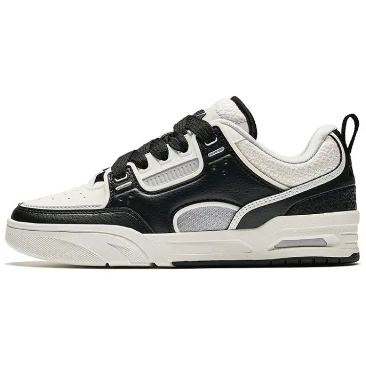Anta Slip Resistant Lightweight Height Increasing Low top Skateboard Shoes Women's Black White