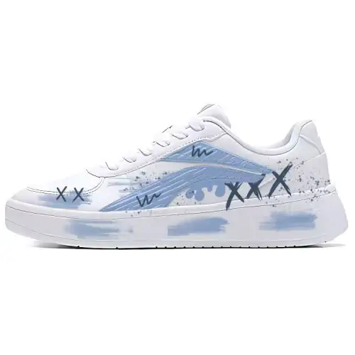 Li Ning Synthetic Leather Slip Resistant, Abrasion Resistant, Lightweight Low top Skateboard Shoes Men's Blue