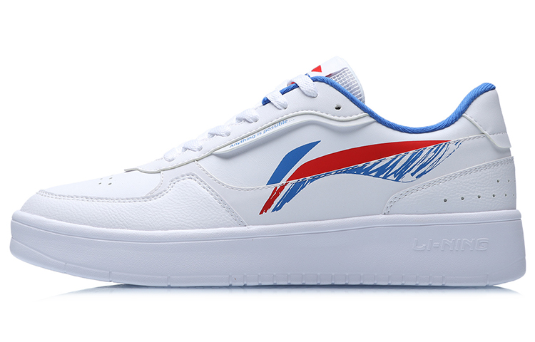 Li Ning Duda Synthetic Leather Coverage Non Slip And Waterproof Low top Skateboard Shoes Men's White Red Blue