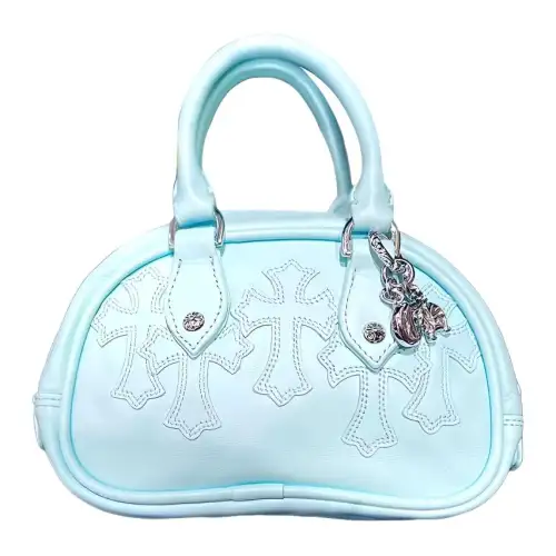 Chrome Hearts Leather Handbag Mini Women's Light Blue