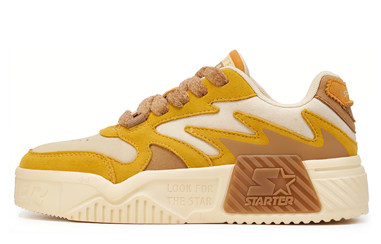 STARTER Vol Light Sound Wave Shoes Abrasion Resistant Slip Resistant Low top Skateboard Shoes Women's Mustard Yellow
