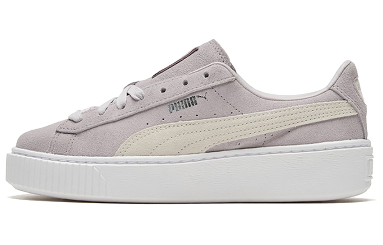 PUMA Suede Platform Low top Skateboard Shoes Women's Gray Brown White