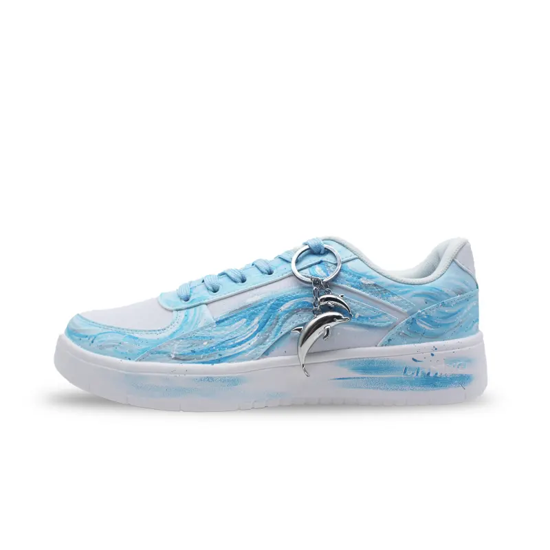 Li Ning Abrasion Resistant Lightweight Slip Resistant Low top Skateboard Shoes Unisex Blue