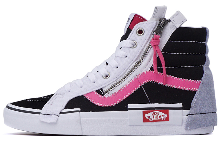 Vans SK8 Reissue CAP spliced high-top sneakers, same style for men and women, black pink