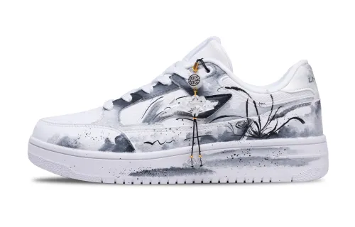 Li Ning Tianji Slip Resistant Cushioning Abrasion Resistant Low top Skateboard Shoes Men's White Black