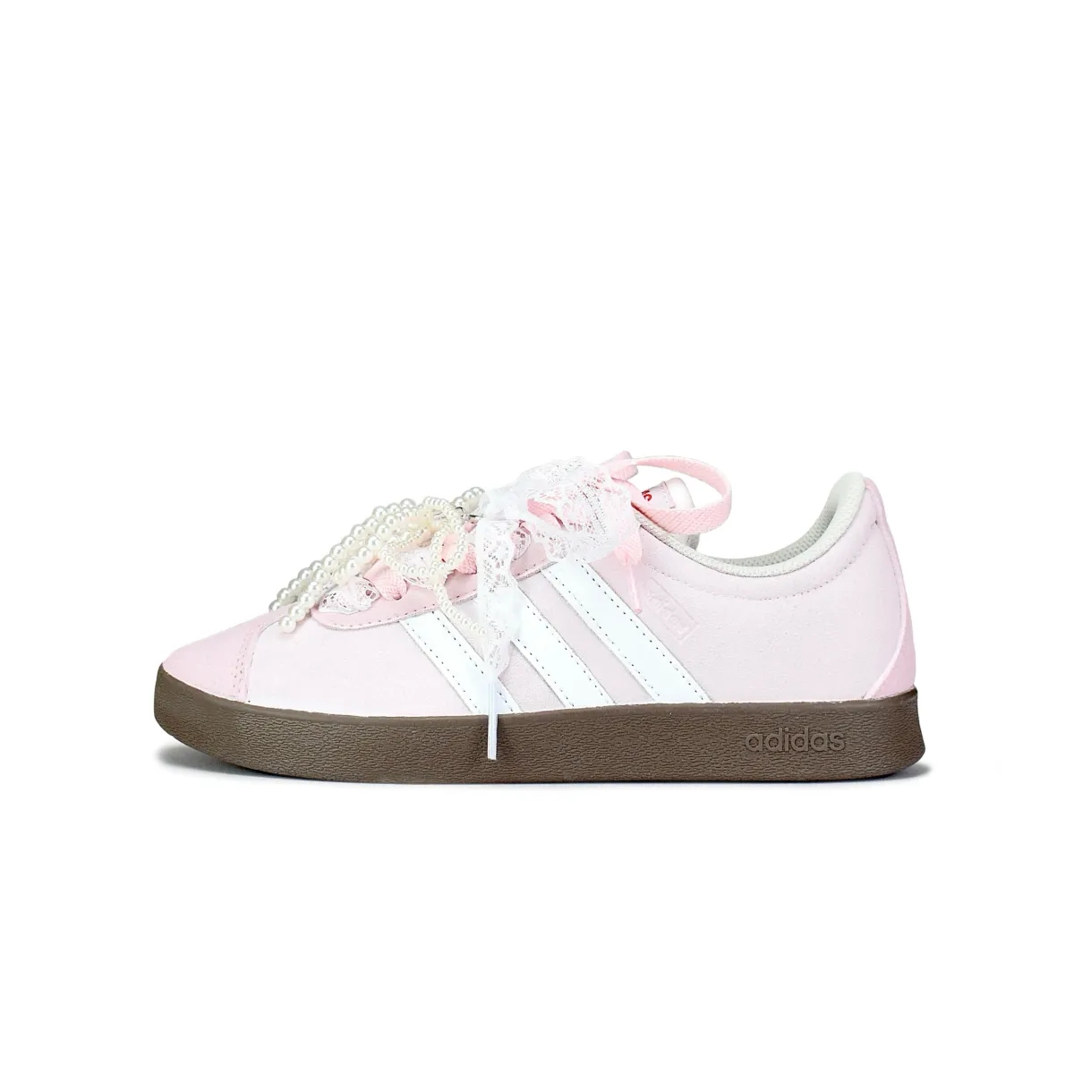 Adidas VL COURT 2.0 Slip Resistant Abrasion Resistant Low top Skateboard Shoes Unisex Pink
