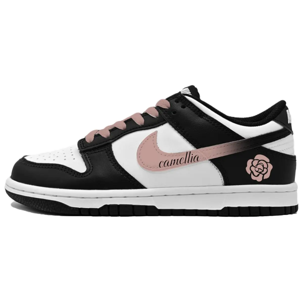 Nike Dunk Cushioning Abrasion Resistant Cushioning, Wear Resistant Low top Skateboard Shoes Unisex Black Pink