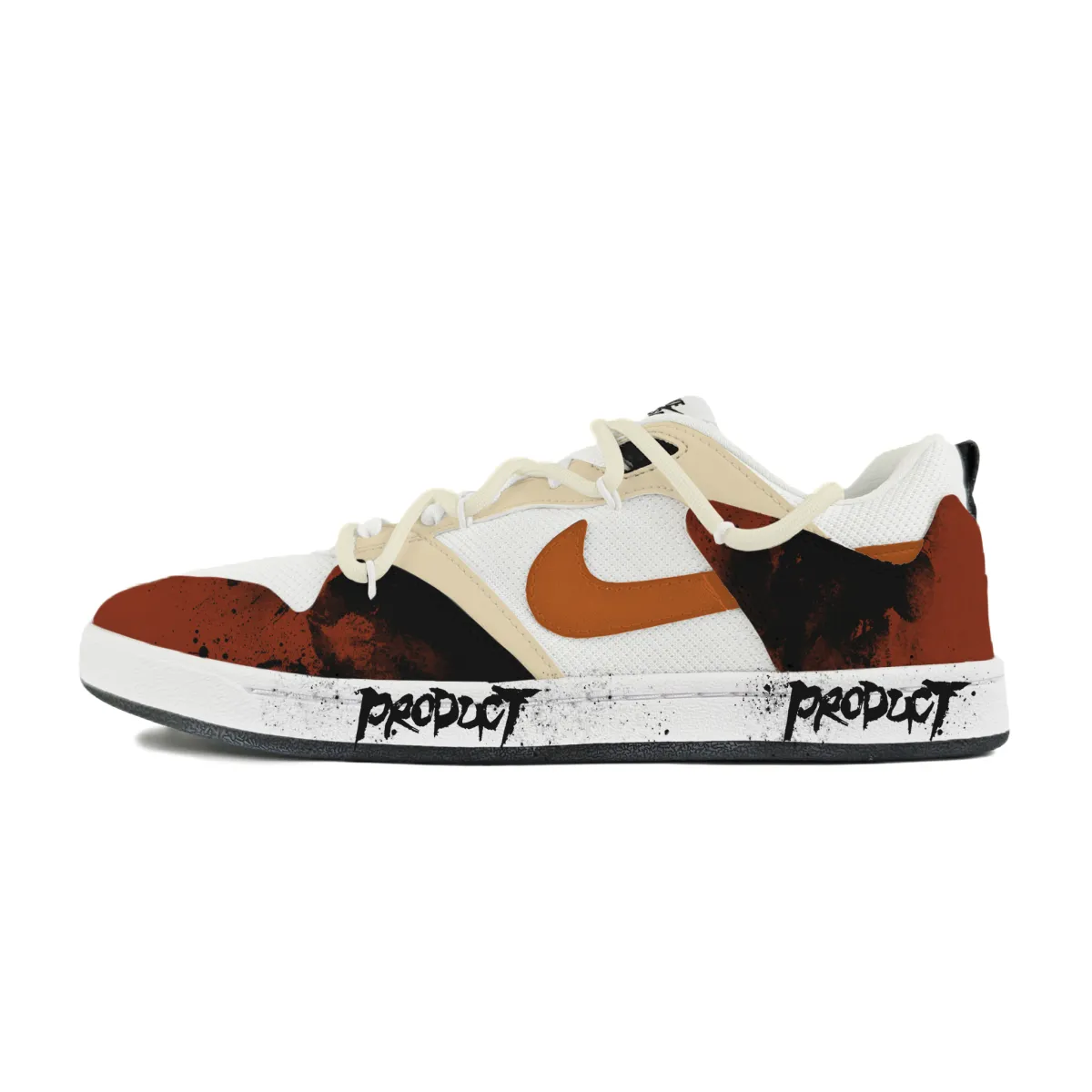 Nike SB Alleyoop Abrasion Resistant Low top Skateboard Shoes Men's White Black Orange