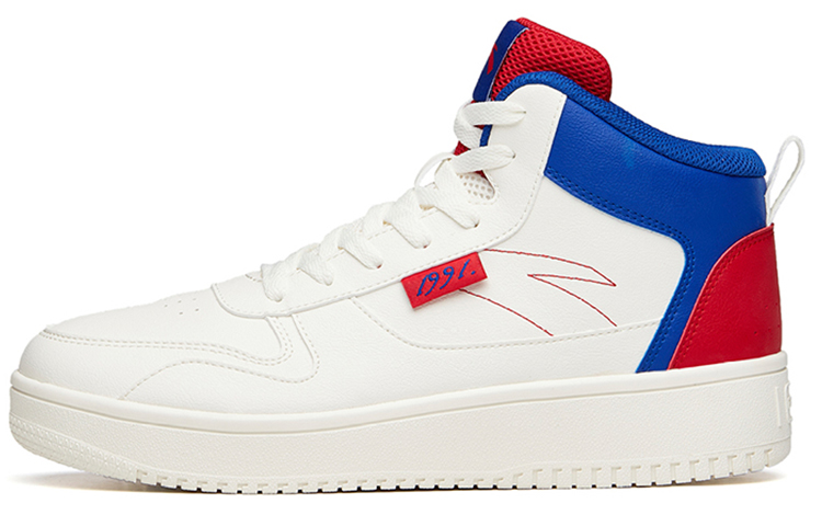 Anta Life Collection Slip Resistant Abrasion Resistant High top Skateboard Shoes Men's White Blue