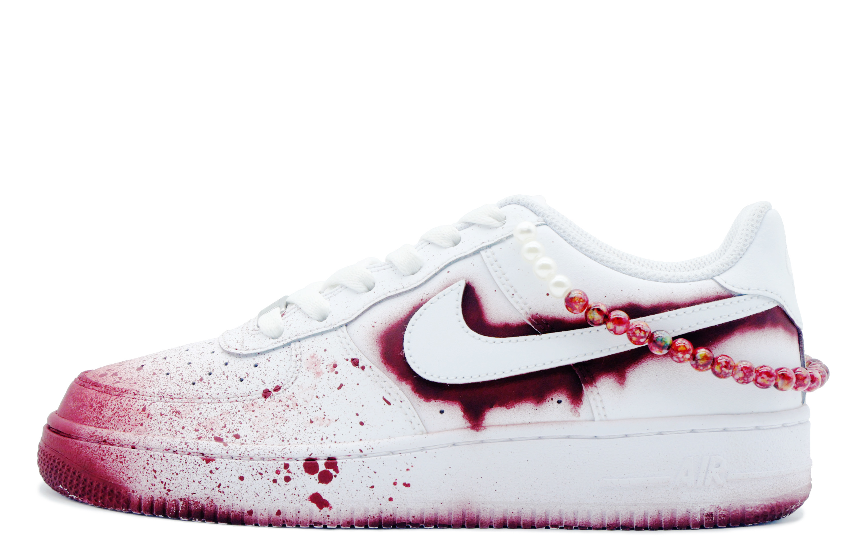 Nike Air Force 1 Coverage Low top Skateboard Shoes GS White Red