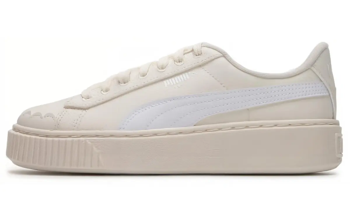 PUMA BASKET PLATFORM Canvas V2 Coverage Breathable Low top Skateboard Shoes Women's White
