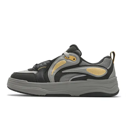 FILA VIBE Synthetic Leather, Textile Low top Skateboard Shoes Men's Gray Yellow
