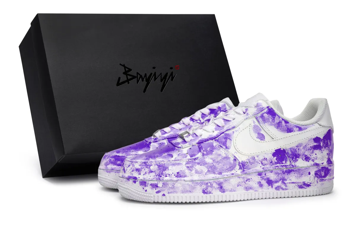Nike Air Force 1 Sky Halo Iridescent Slip Resistant Low top Skateboard Shoes Unisex White Purple
