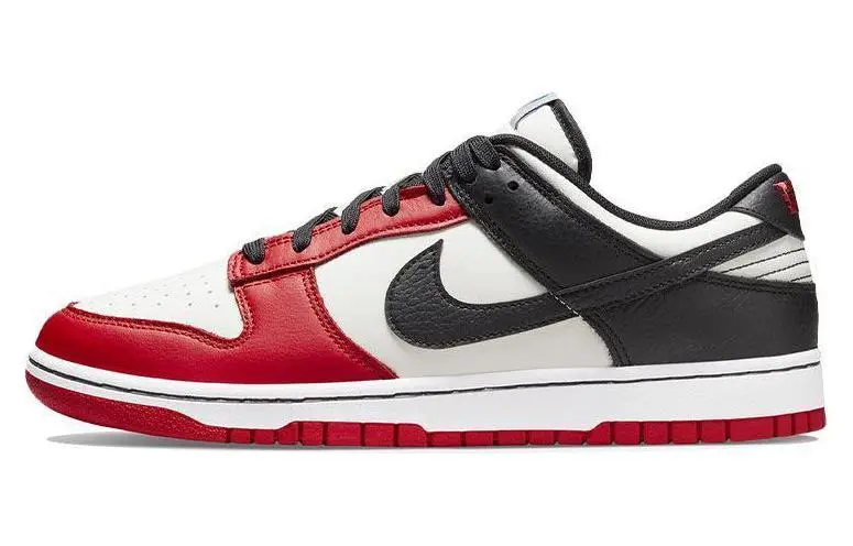 Nike Dunk EMB Synthetic Leather, Split Cow Leather Low top Skateboard Shoes Men's Black White Red