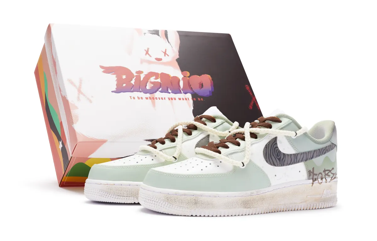 Nike Air Force 1 Low top Skateboard Shoes Women's White Green Black