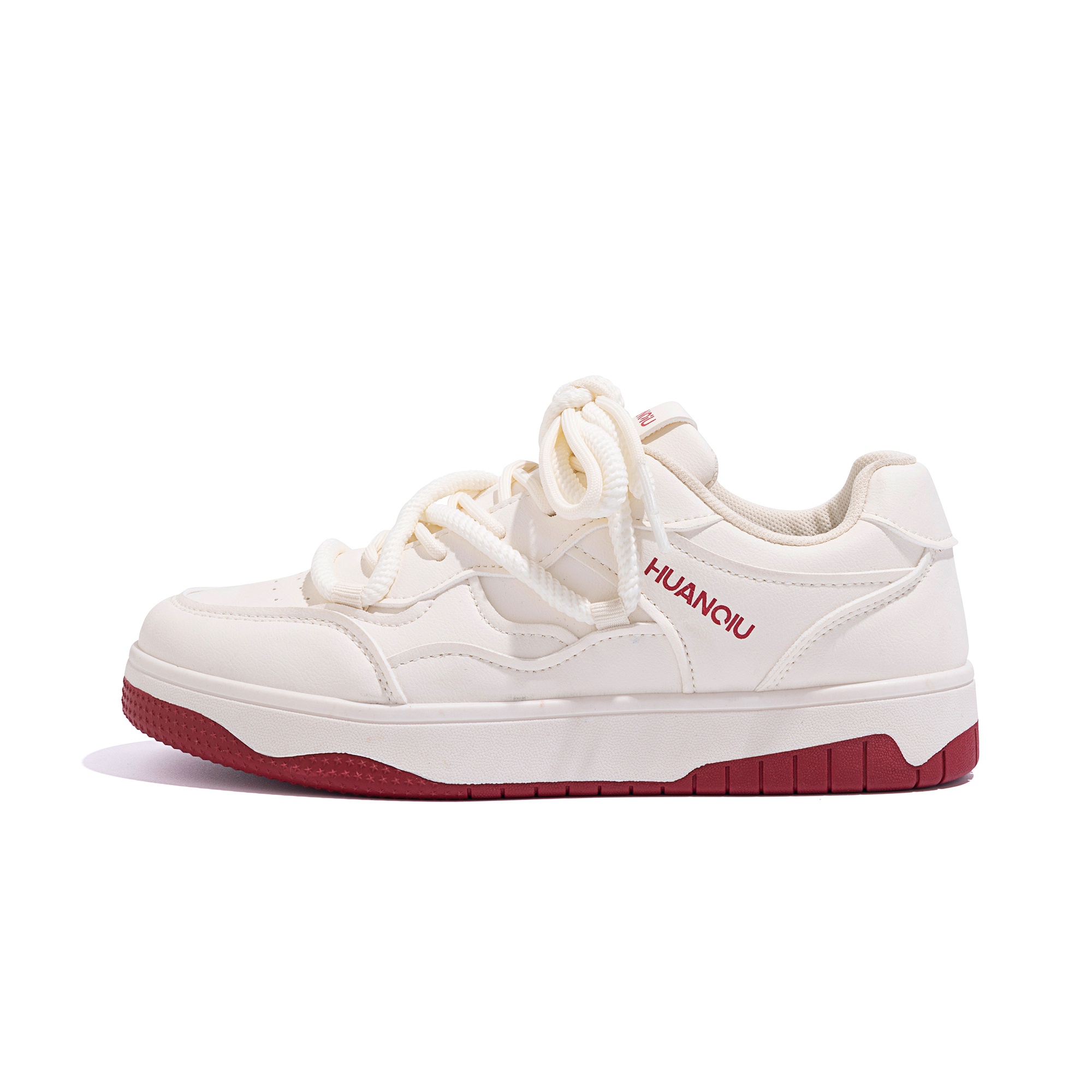Global HUANQIU Synthetic Leather Year of the Snake Limited Fashionable and Versatile Air Force One Casual Sports Retro Non-Slip Wear-Resistant Balanced Increase Low-top Sneakers Same Style for Men and Women White and Red