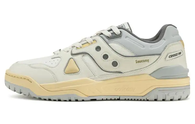 Saucony CROSS 90 Leather Comfortable Slip Resistant Abrasion Resistant Low top Skateboard Shoes Unisex White Gray
