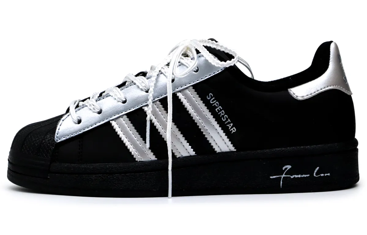 Adidas Originals SUPERSTAR Orange Factory, Cool Mist Silver Low top Skateboard Shoes Unisex Black Silver