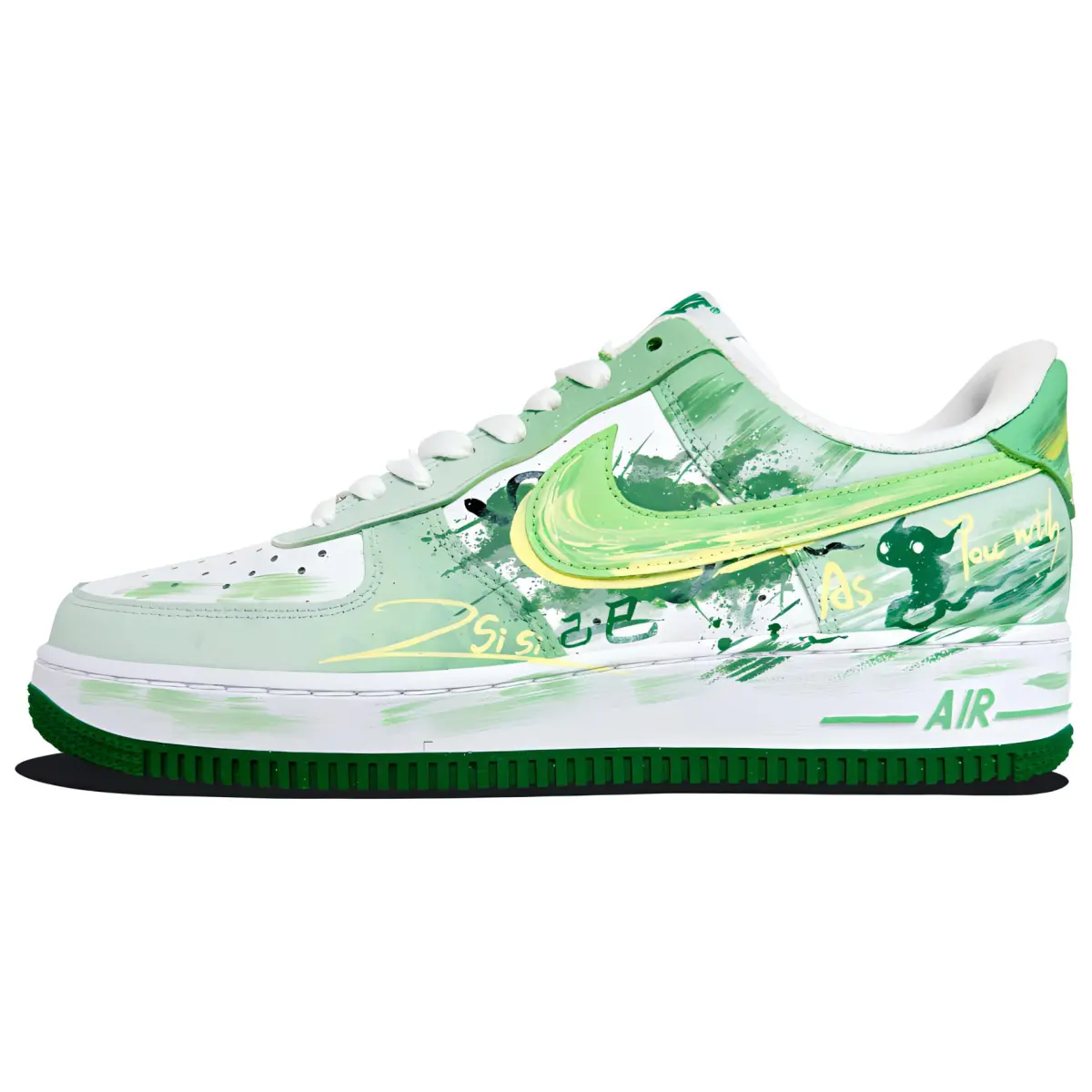 Nike Air Force 1 Slip Resistant Abrasion Resistant Low top Skateboard Shoes Men's White Green