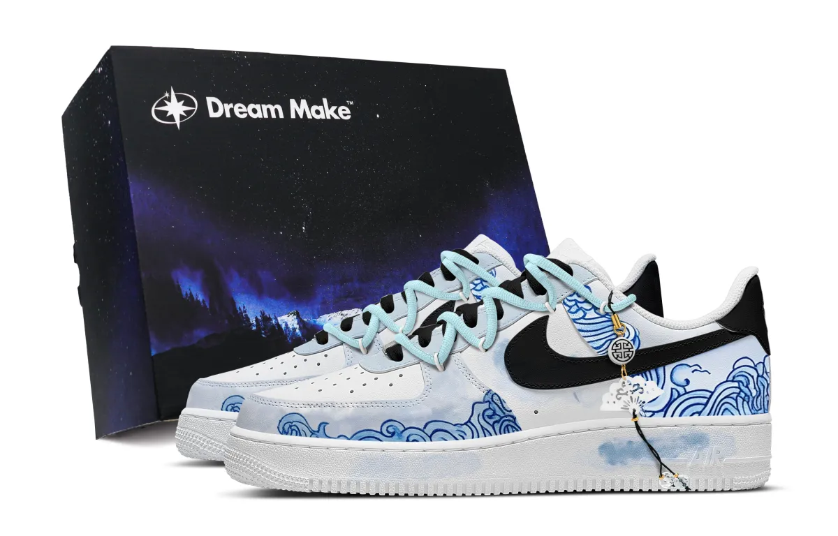 Nike Air Force 1 Abrasion Resistant Low top Skateboard Shoes Men's Blue