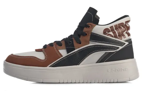 Li Ning Superwave Hi Cushioning Lightweight Mid top Skateboard Shoes Men's Black Umber Gray