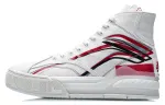 Li Ning Wave Skateboard Shoes Women's High Top Ecru/Bull Red