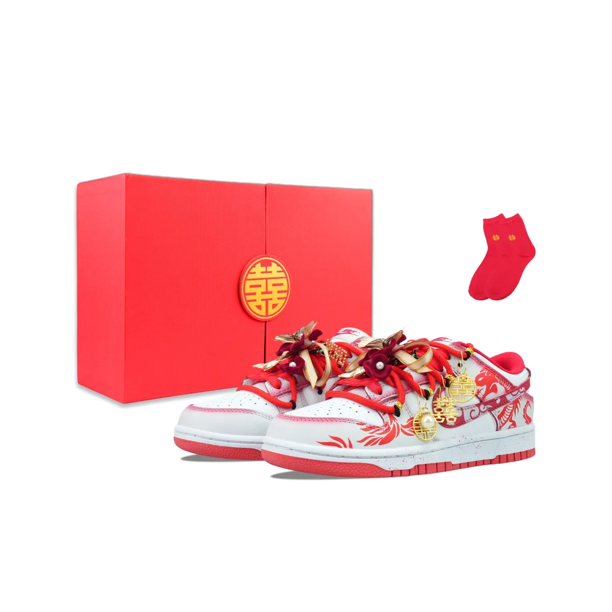 Nike Dunk Low Abrasion Resistant Breathable Low top Casual Skate Shoes Unisex Red