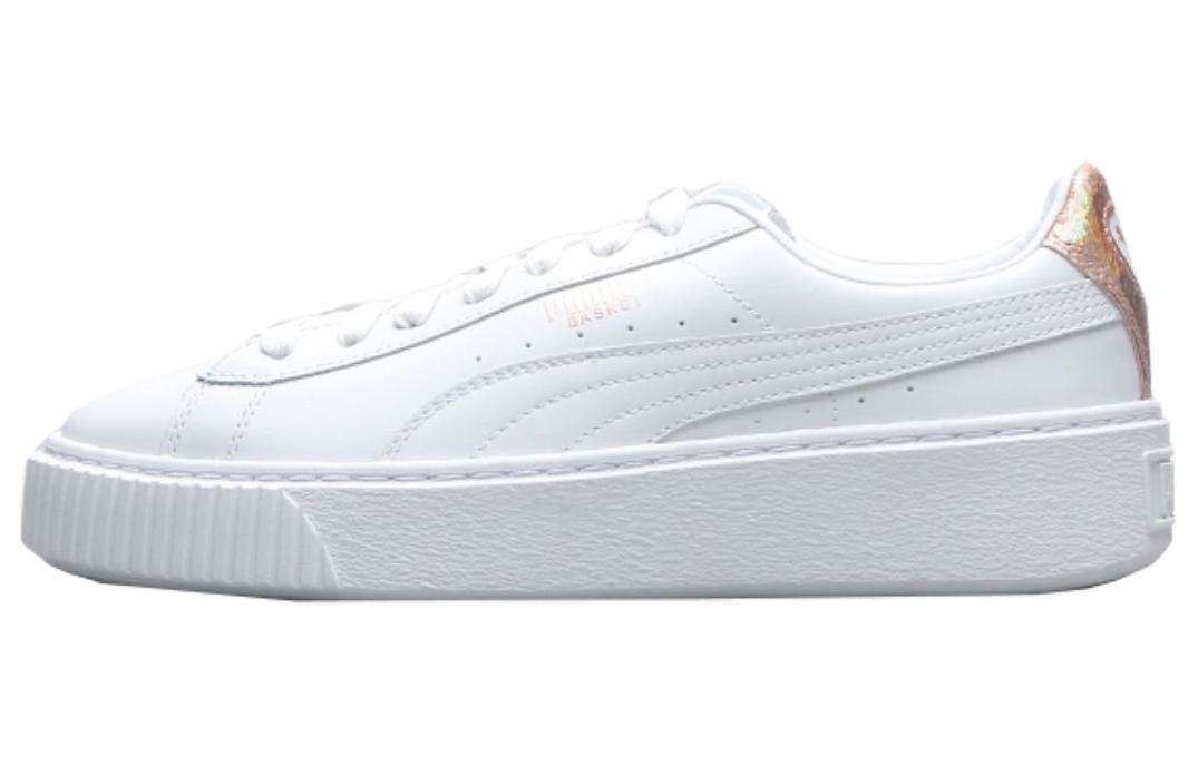 PUMA BASKET PLATFORM Low top Skateboard Shoes Women's White Gold