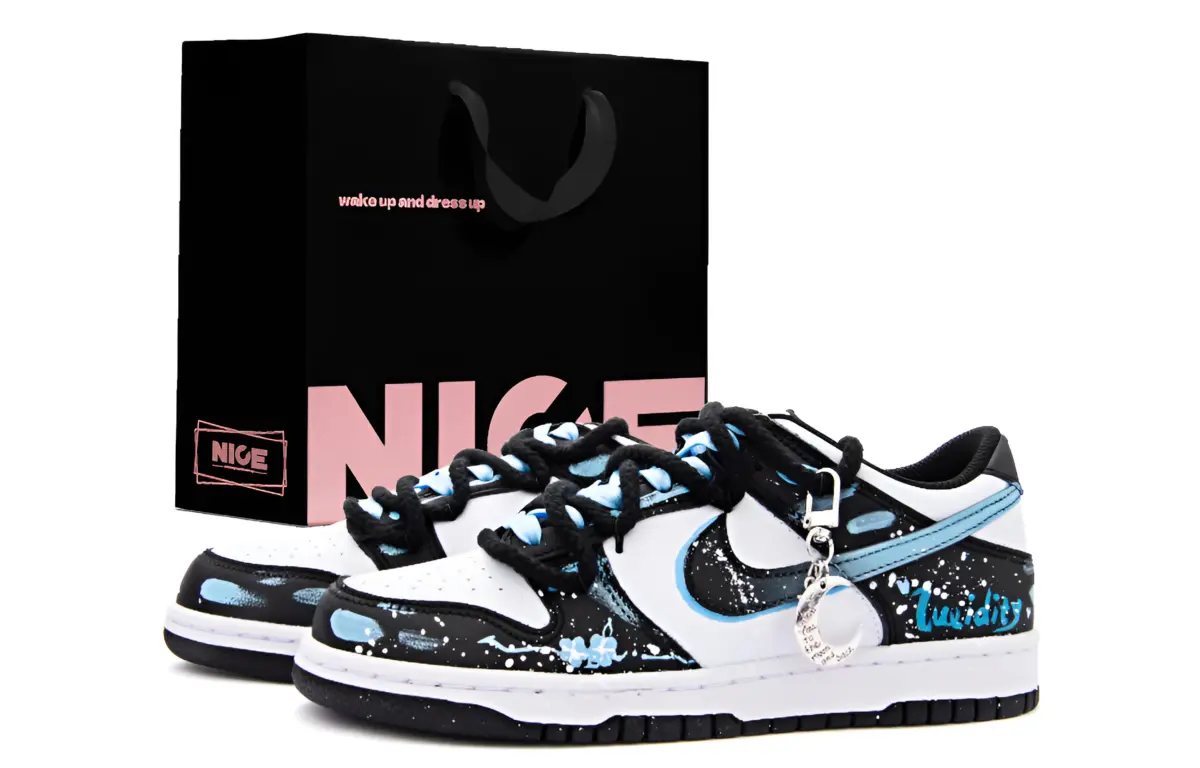 Nike Dunk Abrasion Resistant Breathable Abrasion Resistant Breathable Low top Skateboard Shoes Unisex Black Blue