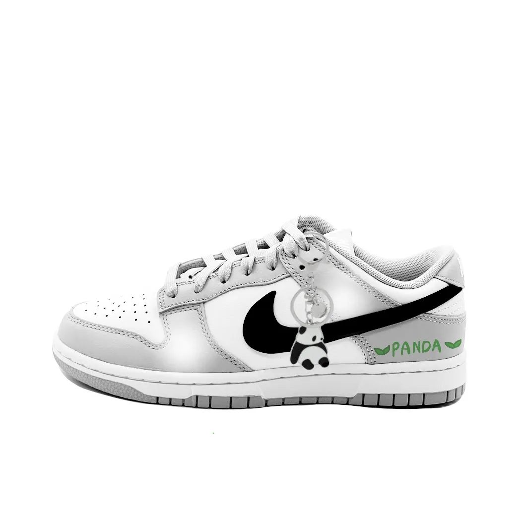 Nike Dunk Swings Panda Abrasion Resistant Low top Skateboard Shoes Men's Gray White