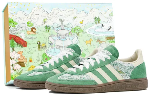 Adidas Originals Handball Spzl Low top Skateboard Shoes Unisex Green Beige White