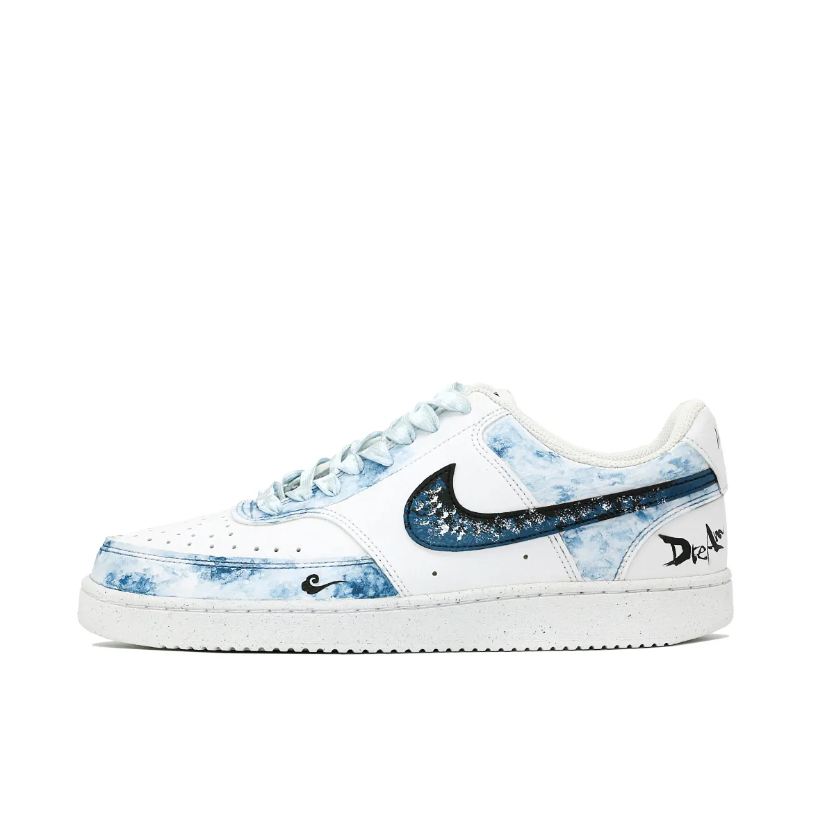 Nike Court Vision 1 Leather Slip Resistant Low top Skateboard Shoes Men's Navy Blue