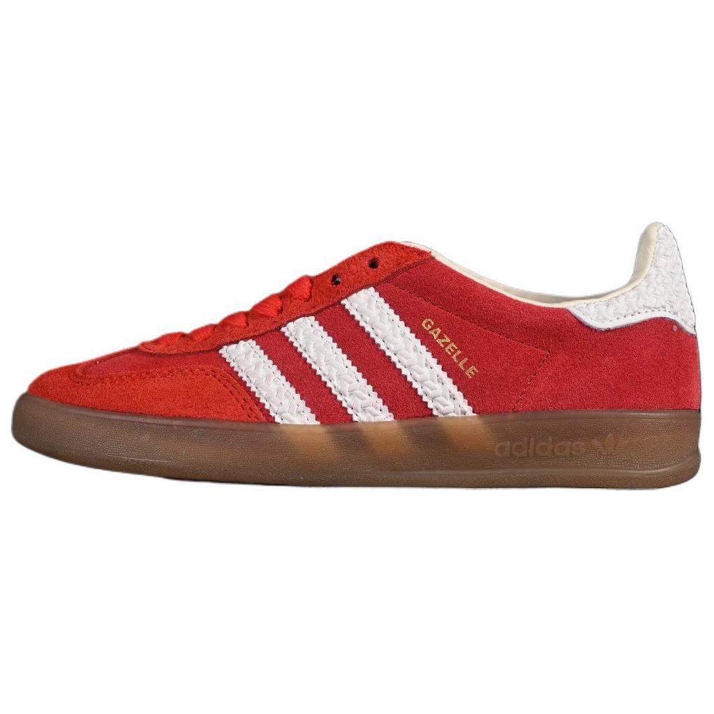Adidas originals GAZELLE INDOOR cow leather Valentine's Day limited retro trend low-top sneakers same style for men and women red and white
