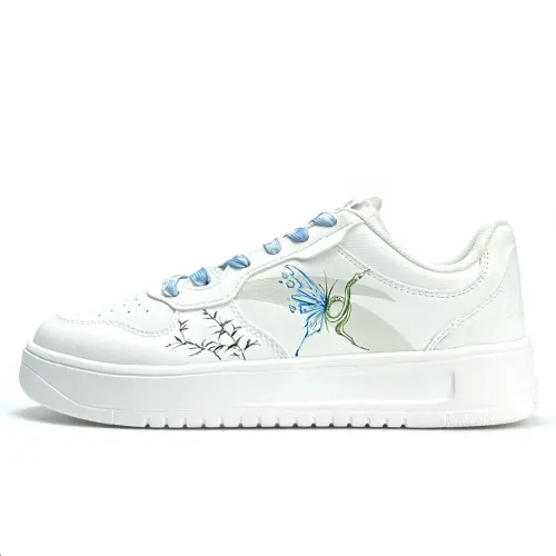 Anta Slip Resistant Cushioning Abrasion Resistant Low top Skateboard Shoes Unisex White Blue
