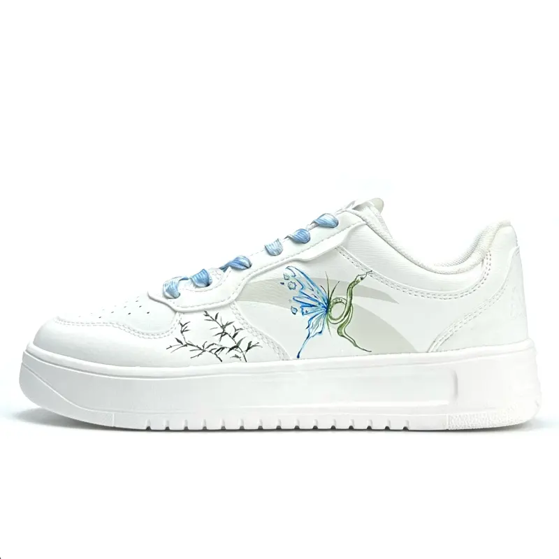 Anta Slip Resistant Cushioning Abrasion Resistant Low top Skateboard Shoes Unisex White Blue