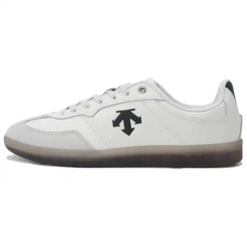 DESCENTE Edge Court Leather Breathable Low top Skateboard Shoes Unisex Beige Black